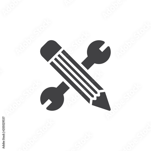 Wrench and pen vector icon. filled flat sign for mobile concept and web design. Design settings simple solid icon. Symbol, logo illustration. Pixel perfect vector graphics © alekseyvanin