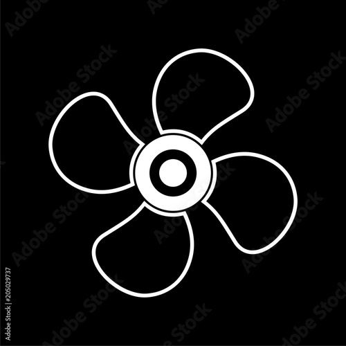 Vector fan icon, Air conditioning button on dark background