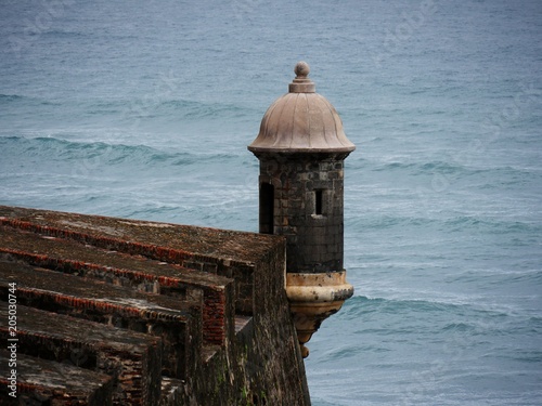 Canvas Print One of the turrets of the Castillo San Cristobal or Fort San Cristobal overlooki