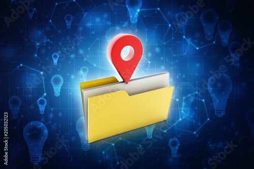 3d  rendering travel and navigation planning, concept with folder
