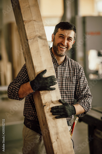 Professional carpenter at work in his laboratory photo