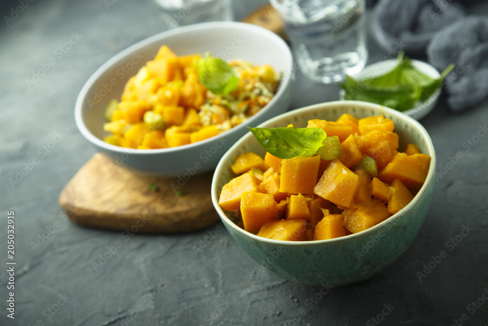 Pumpkin stew with rice and fresh basil Pumpkin stew with rice and fresh basil