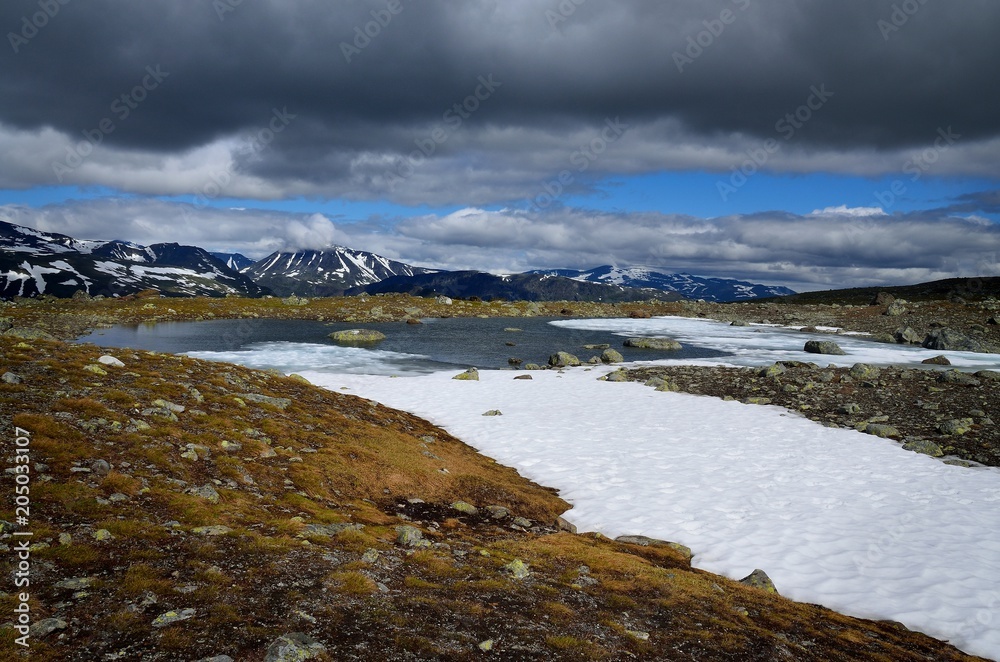 Norwegian scenery - mountains, tundra, snow