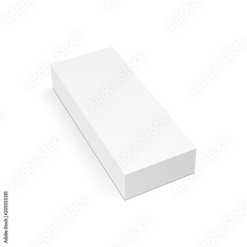 White rectangular package box mock up - high-angle view. Vector illustration
