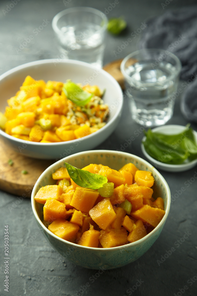 Pumpkin stew with rice and fresh basil Pumpkin stew with rice and fresh basil