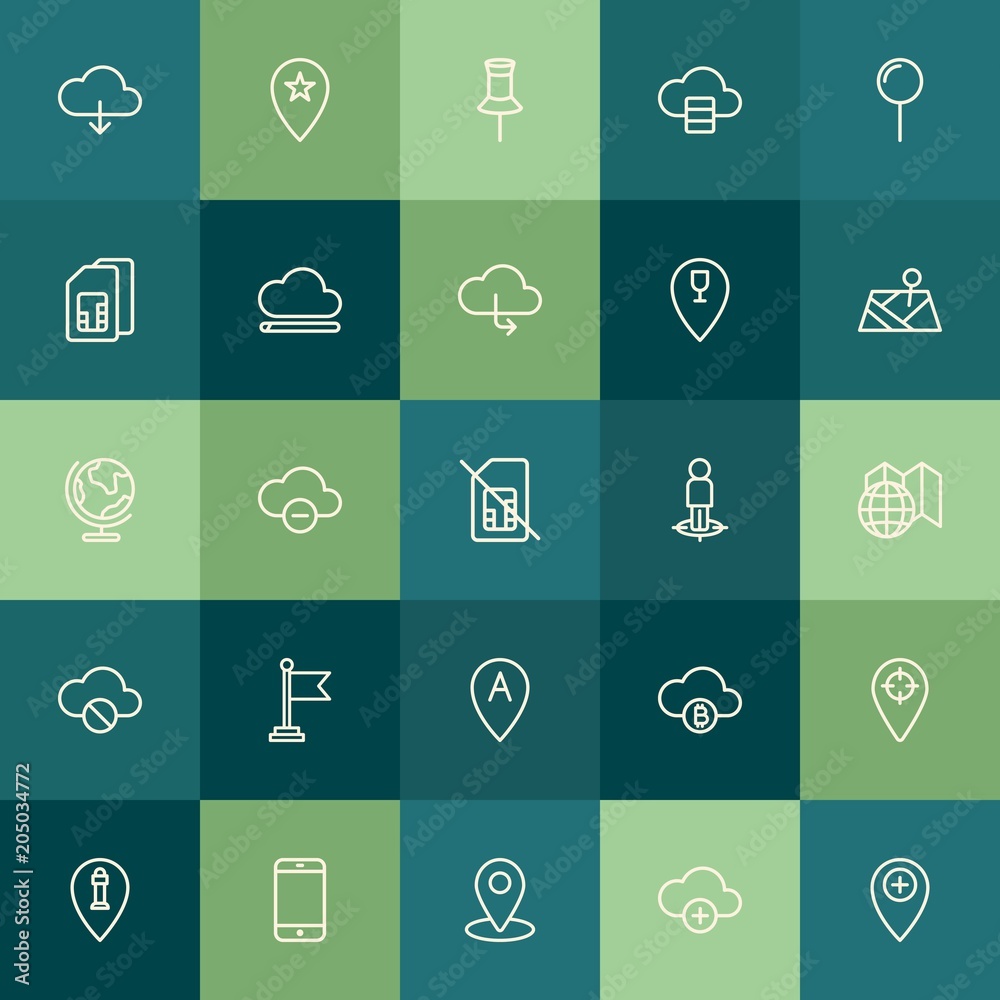 Modern Simple Set of location, cloud and networking, mobile Vector outline Icons. Contains such Icons as lighthouse, money, internet and more on green background. Fully Editable. Pixel Perfect. Modern Simple Set of location, cloud and networking, mobile Vector outline Icons. Contains such Icons as lighthouse, money, internet and more on green background. Fully Editable. Pixel Perfect.