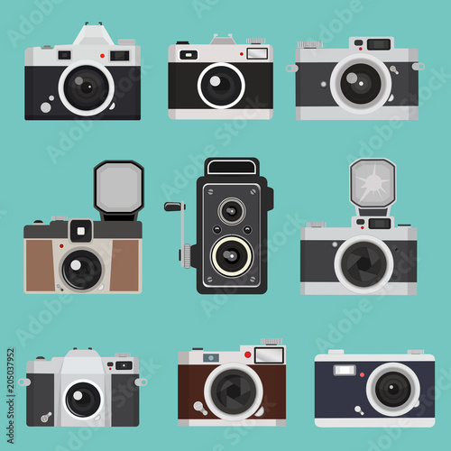 Set of camera vintage Flat design
