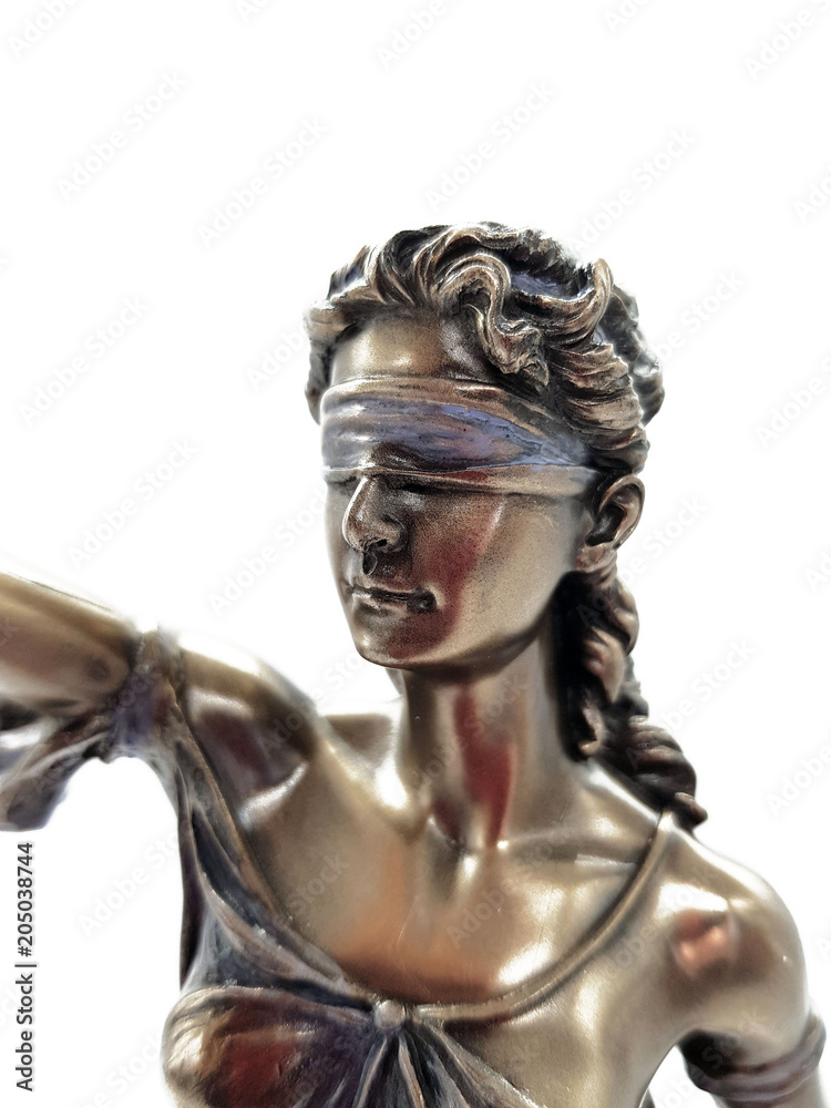 Justiz Statur auf weißem Hintergrund Justiz Statur auf weißem Hintergrund