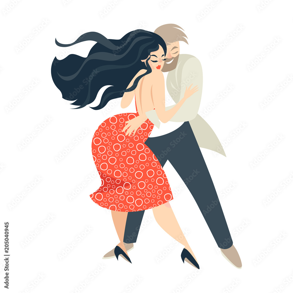 Cartoon couple dancing salsa. Cuban dance. Isolated vector illustration on  white background Stock Vector | Adobe Stock