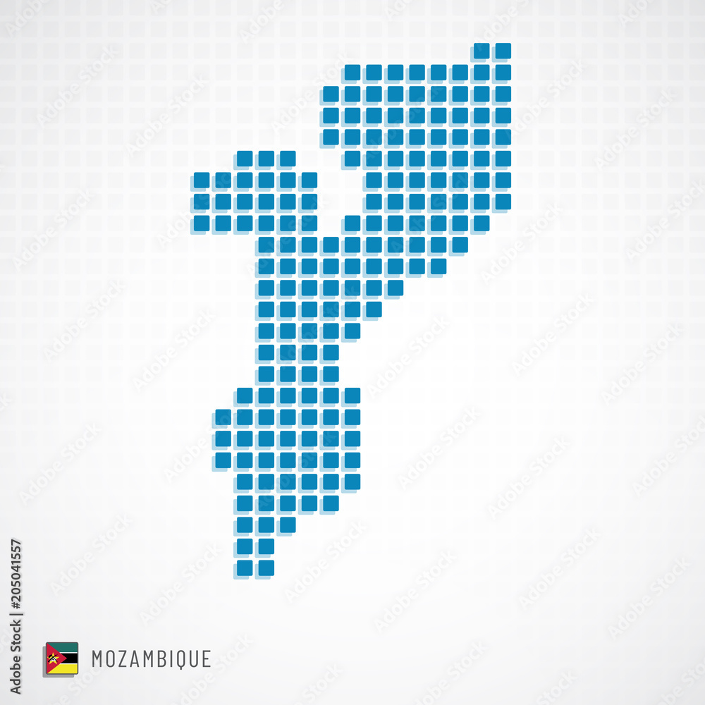 Mozambique map and flag icon
