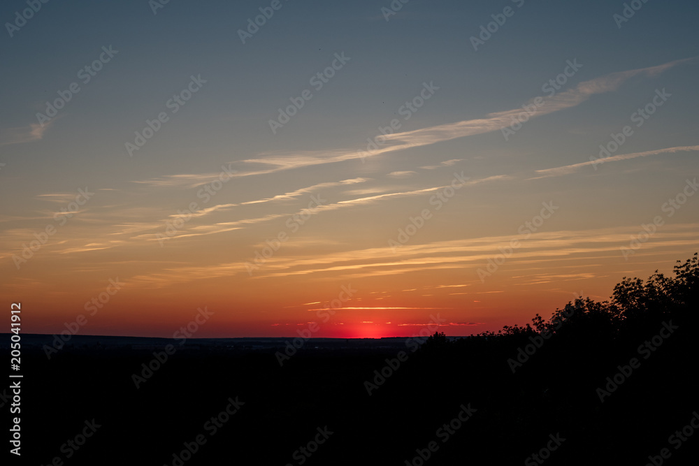 Dramatic sunset against nature