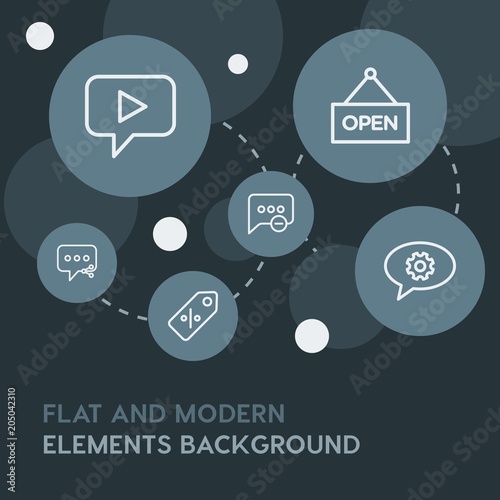 chat and messenger, shopping outline vector icons and elements background with circle bubbles networks.Multipurpose use on websites, presentations, brochures and more