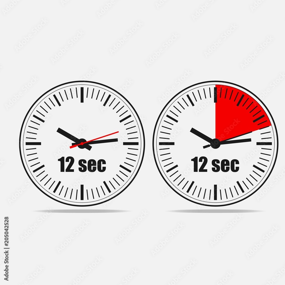 Twelve Seconds Clock on grey background. Two options. Twelve Seconds Clock on grey background. Two options.