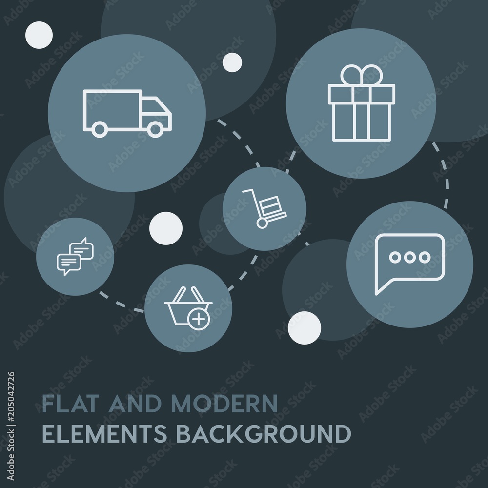 chat and messenger, shopping outline vector icons and elements background with circle bubbles networks.Multipurpose use on websites, presentations, brochures and more