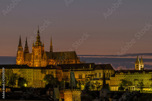 View on Old Town , Prague Castle Saint Vitus Cathedra. Night scene. Prague, Czech Republic. European travel. photo