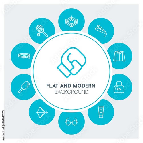 clothes, sports, beauty and cosmetics Infographic Circle outline Icons Set. Contains such Icons as  business,  website,  elements,  background,  pattern,  court and more. Fully Editable. Pixel Perfect