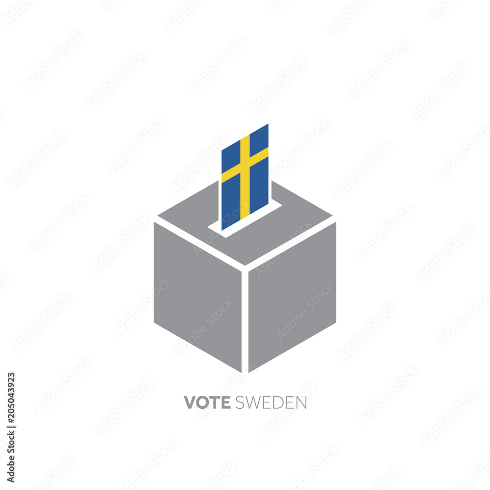 Sweden voting concept. National flag and ballot box.