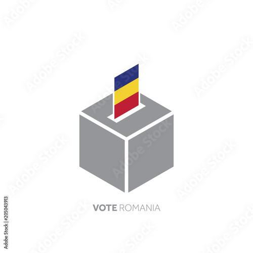 Romania voting concept. National flag and ballot box.
