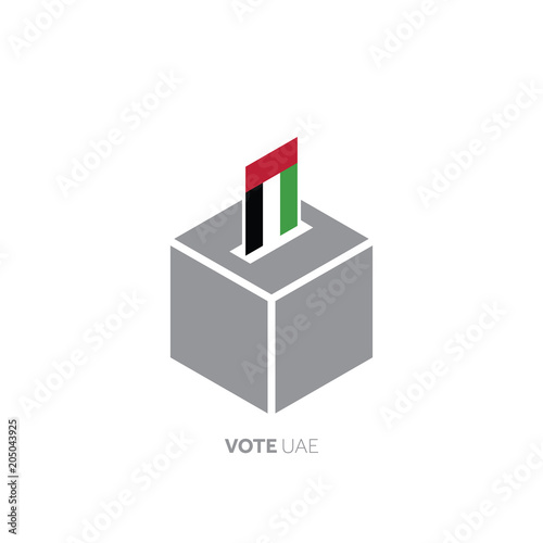 United Arab Emirates voting concept. National flag and ballot box.