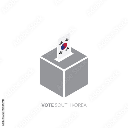 South Korea voting concept. National flag and ballot box.