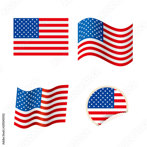 American flag design,badges and flags set.