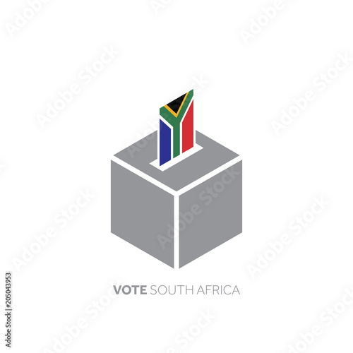 South Africa voting concept. National flag and ballot box.