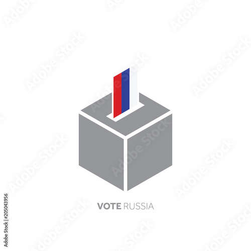Russia voting concept. National flag and ballot box.