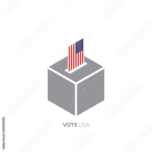 USA voting concept. National flag and ballot box.