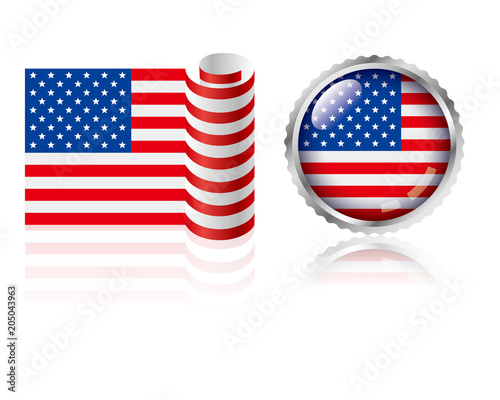 American flag design,badges and flags set.