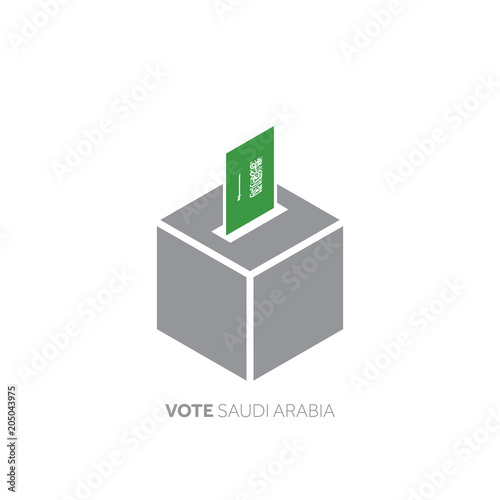 Saudi Arabia voting concept. National flag and ballot box.