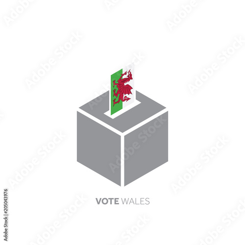 Wales voting concept. National flag and ballot box.