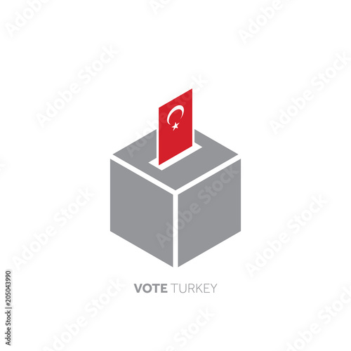 Turkey voting concept. National flag and ballot box.