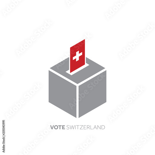 Switzerland voting concept. National flag and ballot box.