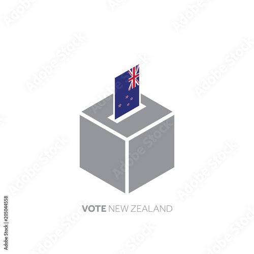 New Zealand voting concept. National flag and ballot box.