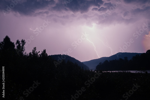 lightning with rain in the evening