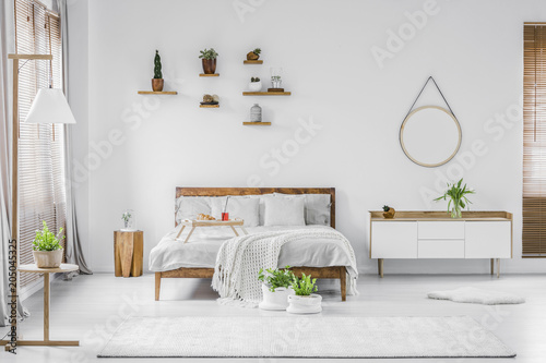 Natural white bedroom interior