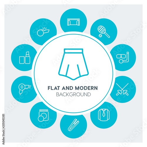clothes, sports, beauty and cosmetics Infographic Circle outline Icons Set. Contains such Icons as  business,  website,  elements,  background,  pattern,  sword and more. Fully Editable. Pixel Perfect