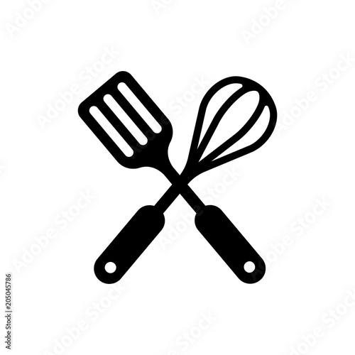 kitchen utensils icon (spatula & whisk) /crossed