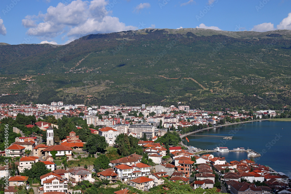 Lake Ohrid and city landscape Macedonia summer season