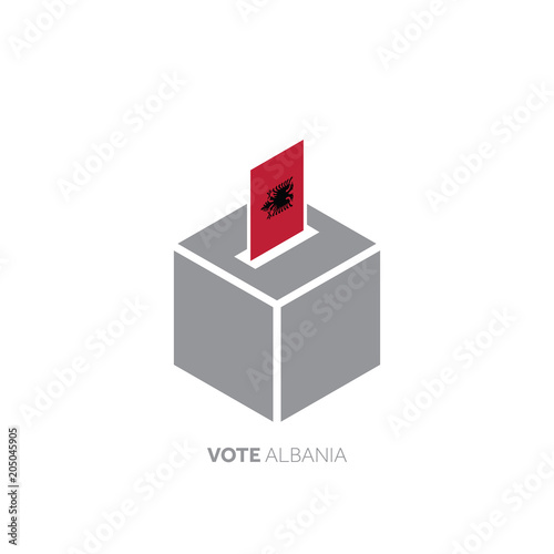 Albania voting concept. National flag and ballot box.