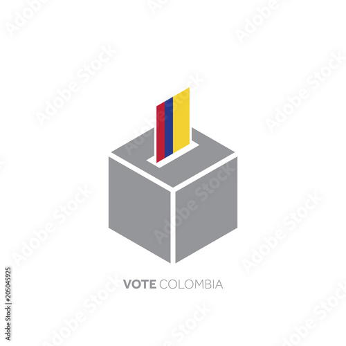 Colombia voting concept. National flag and ballot box.