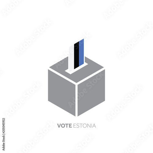 Estonia voting concept. National flag and ballot box.