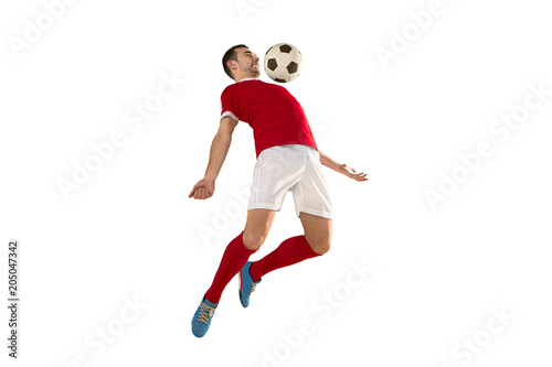 Professional football soccer player isolated white background © master1305