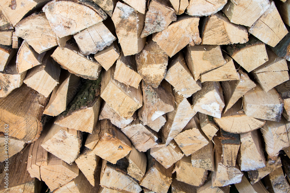 Texture of the firewood. Stacked woodpile. Texture of the firewood. Stacked woodpile.