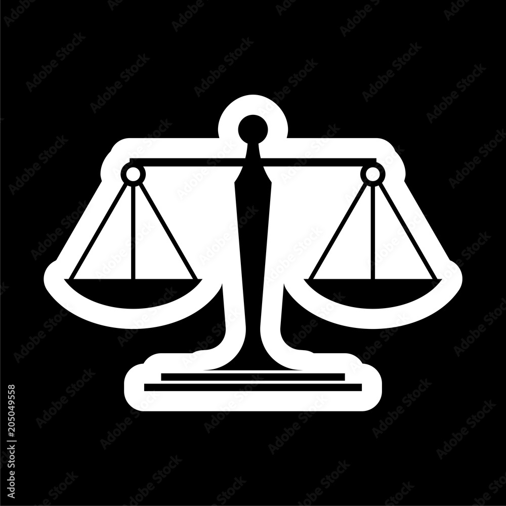 Scales of justice icon on dark background Scales of justice icon on dark background