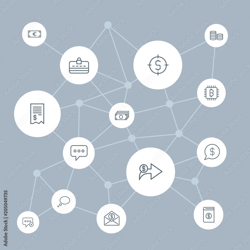 Abstract background with polygonal connected lines and money, chat and messenger outline icons. Can be use for websites, mobile apps, presentations and other design works Abstract background with polygonal connected lines and money, chat and messenger outline icons. Can be use for websites, mobile apps, presentations and other design works