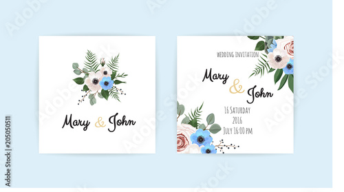 Wallpaper Mural Vector invitation with handmade floral elements. Wedding invitation cards with floral elements Torontodigital.ca