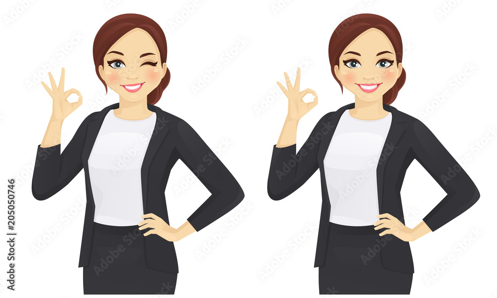 Business woman gesturing ok sign vector illustration Business woman gesturing ok sign vector illustration