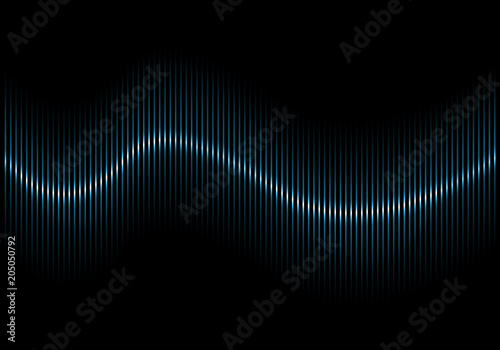 Abstract blue sound wave vector background illustration.