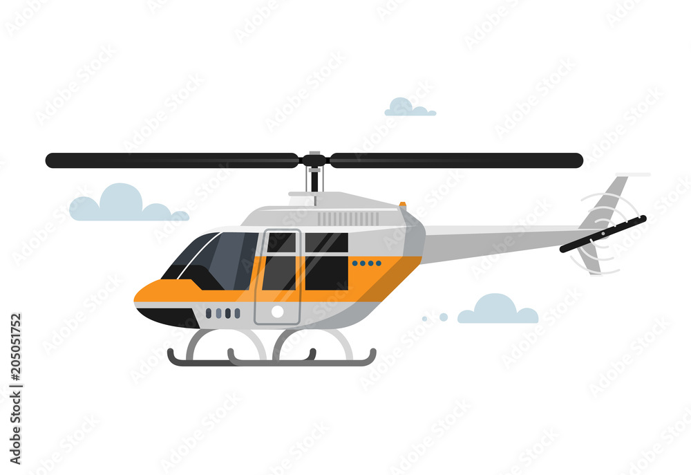 Vector illustration of flat helicopter. 